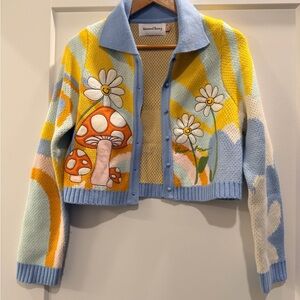 House of Sunny Colorful Mushroom and Daisy Jacket